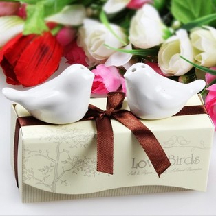 Salière et Poivrière "LOVE BIRDS" Cadeau de Mariage (5 pcs.)