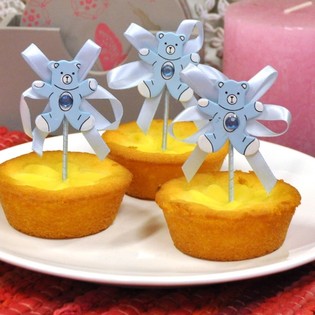 PICS &Agrave; CUPCAKE NAISSANCE - OURS BLEU (12 pcs)