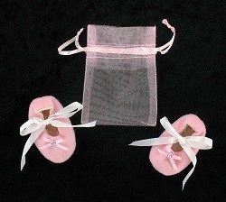 Mini Chaussons de Bébé Décoratifs avec Sachet Cadeau - Rose (Lot de 12 paires)