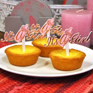 Pics &agrave; Cupcake Naissance - It's a Girl (Lot de 12)
