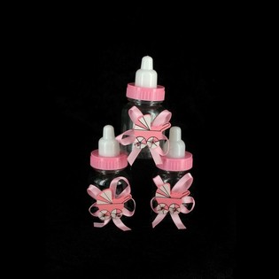 BIBERONS DÉCORATIFS ROSES AVEC LANDAU (12 pcs)