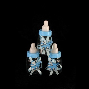 Mini Biberons Décoratifs Bleus avec Landau (12 pcs)