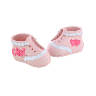 Topper pour G&acirc;teau de Naissance - Chaussure B&eacute;b&eacute; Rose (2 pcs)