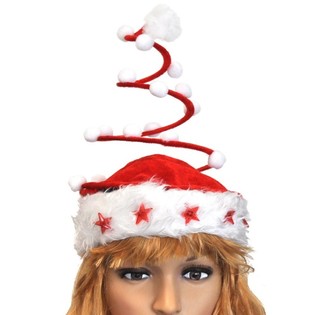 BONNET DE NOËL DE LUXE EN SPIRALE AVEC ÉTOILE LUMINEUSE (12 pcs)