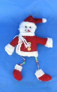 BONHOMME DE NEIGE D&Eacute;CORATIF AVEC JAMBES EN PERLES (10 pcs)