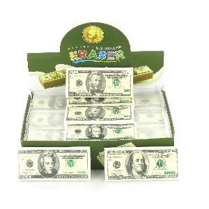 Gomme en forme de dollar américain en présentoir (30 pcs.)