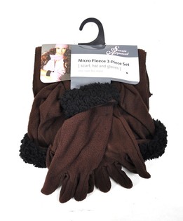 KIT EN MICRO POLAIRE 3 PIÈCES MARRON