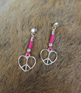 Boucles d'oreilles cœur rose (1 pc)