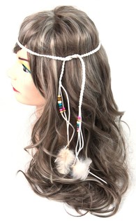 Serre-tête Style Ibiza avec Perles Blanc (1 pc) - Grossiste