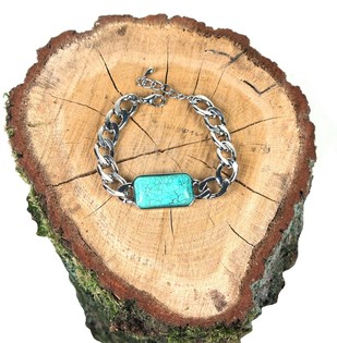 Bracelet Style Ibiza Argenté et Bleu (1 pc)