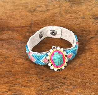 Bracelet Ibiza Style Argenté avec Bouddha Turquoise (1 pc)