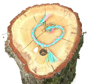 Bracelet Tressé Style Ibiza Rose & Turquoise (1 pc)