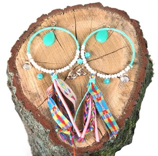 Boucles d'oreilles colorées style Ibiza (1 pc)