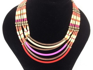 Collier Style Ibiza de Luxe Rose / Orange / Doré (1 pc)