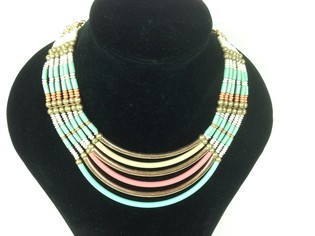 Collier Look Ibiza de Luxe Turquoise / Crème / Or (1 pce)