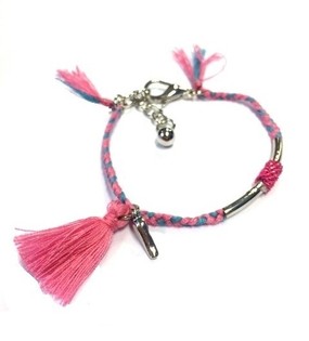 Bracelet tressé style Ibiza Bleu & Rose (1 pc)