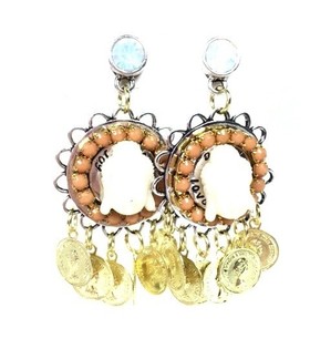 Boucles d'oreilles Style Ibiza Bouddha et Pièce (1 pc)