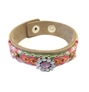 Bracelet Luxe Style Ibiza Crème/Taupe Fleur (1 pc)