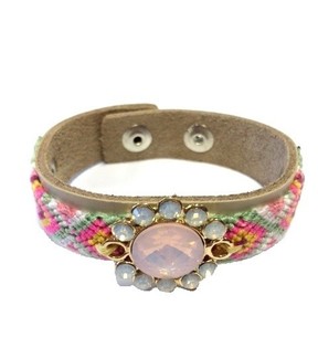 Bracelet Style Ibiza de Luxe Crème/Taupe avec Fleur (1 pc)