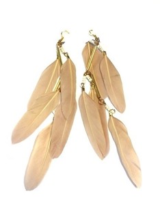 Boucles d'oreilles Style Ibiza avec Plumes Crème (1 pc)