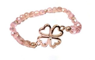 Bracelet Style Ibiza Rose Trèfle - Élastique (1 pc)