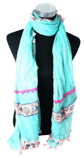 Écharpe de Luxe Style Ibiza Turquoise (1 pce)