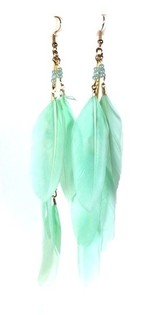 Boucles d'oreilles à plumes Menthe | Style Ibiza (1 pc.)