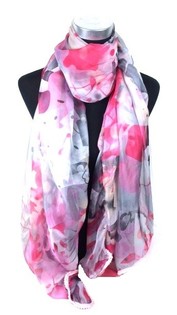 Écharpe Fuchsia/Gris Style Ibiza (1 pc)
