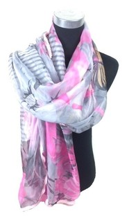 Écharpe Look Ibiza Rose/Gris Papillon (1 pc)