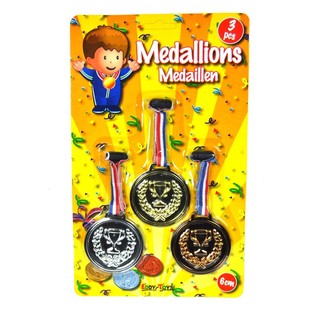 Set de 3 m&eacute;dailles sur carte (12 pcs)