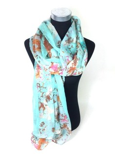 Écharpe Style Ibiza Turquoise avec Rose/Marron (1 pc)