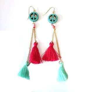 Boucles d'oreilles à pompons style Ibiza (1 pc)