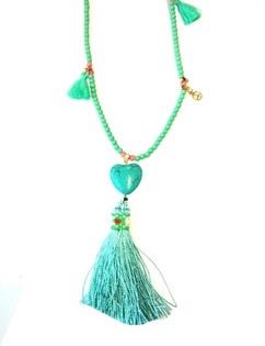 Colier Turquoise Style Ibiza avec Cœur (1 pc)