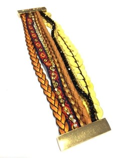 Bracelet Look Ibiza Marron avec Pièces (1 pc)