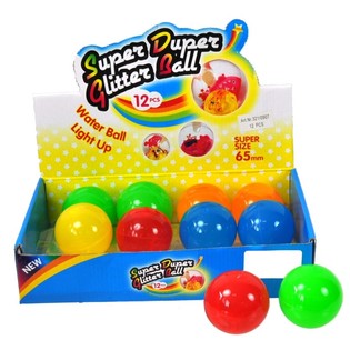 Balles rebondissantes colorées sans lumière en présentoir (12 pcs)
