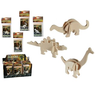 Puzzle 3D en bois dinosaure en présentoir (72 pcs)