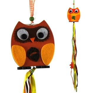 SUSPENSION DÉCORATIVE - MODÈLE : HIBOU EN BOIS (8pcs.)