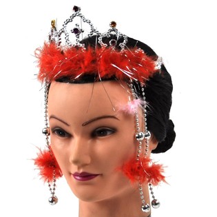 COURONNE ARGENT&Eacute;E AVEC BORD EN PELUCHE ET CORDONS (12 pcs)