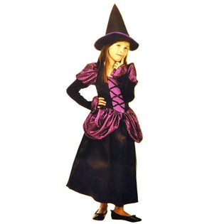 Costume de Sorcière Noir/Violet pour Enfants - Taille S