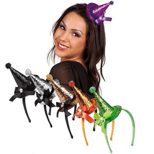 Serre-tête Chapeau de Sorcière à Paillettes (6 pièces)
