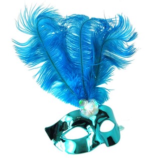 Masque Loup Bleu avec Plumes - Modèle 17 (6 pcs.)
