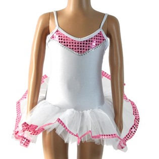 TUTU BLANC/ROSE POUR ENFANTS - TAILLE 8