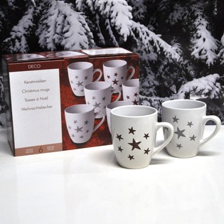 Coffret de 6 Mugs de No&euml;l en Emballage Cadeau (Lot de 2)