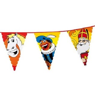 Grande Guirlande de Drapeaux Saint Nicolas & Piet 6 M&egrave;tres (13 pcs)