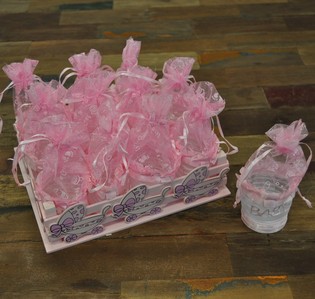 Caisse Déco avec 12 Emballages Cadeaux - Rose