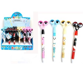 STYLOS À BILLE YEUX RIGOLOS EN PRÉSENTOIR (48 pcs)