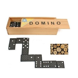 JEU DE DOMINO EN BO&Icirc;TE DE BOIS (12 pcs)