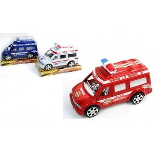 Lot de 6 V&eacute;hicules de Police et d'Ambulance &agrave; Friction en Blister