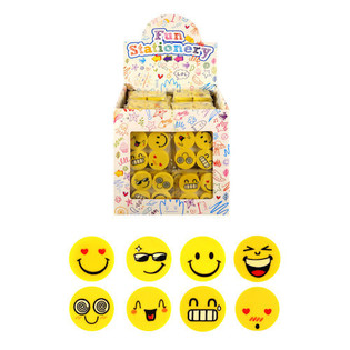 Lot de gommes : Set de 4 gommes Smiley en présentoir (120 pcs)