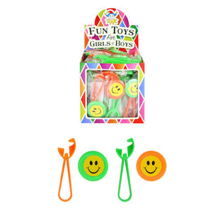 LANCEURS DE DISQUES SMILEY RIGOLOS EN PRÉSENTOIR (48 pcs.)